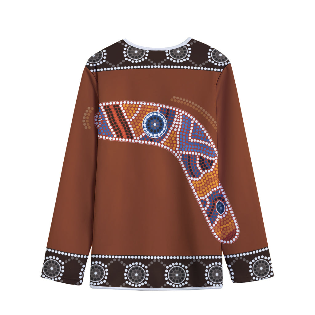 Aboriginal Dot Boomerang Print Long Sleeve Short Coat