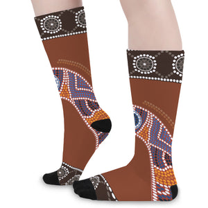 Aboriginal Dot Boomerang Print Long Socks