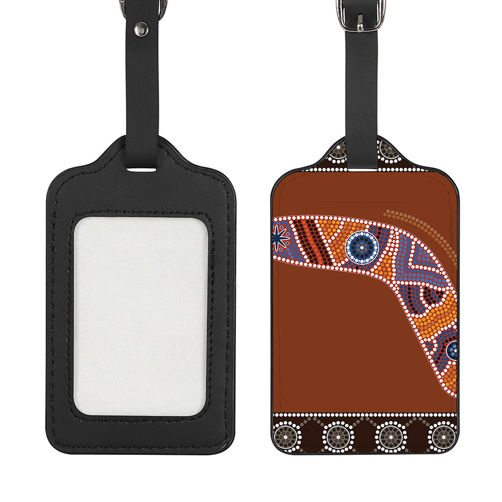 Aboriginal Dot Boomerang Print Luggage Tag