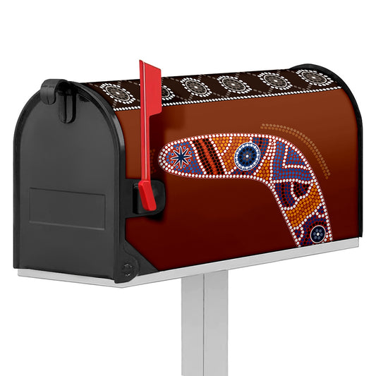 Aboriginal Dot Boomerang Print Mailbox Cover