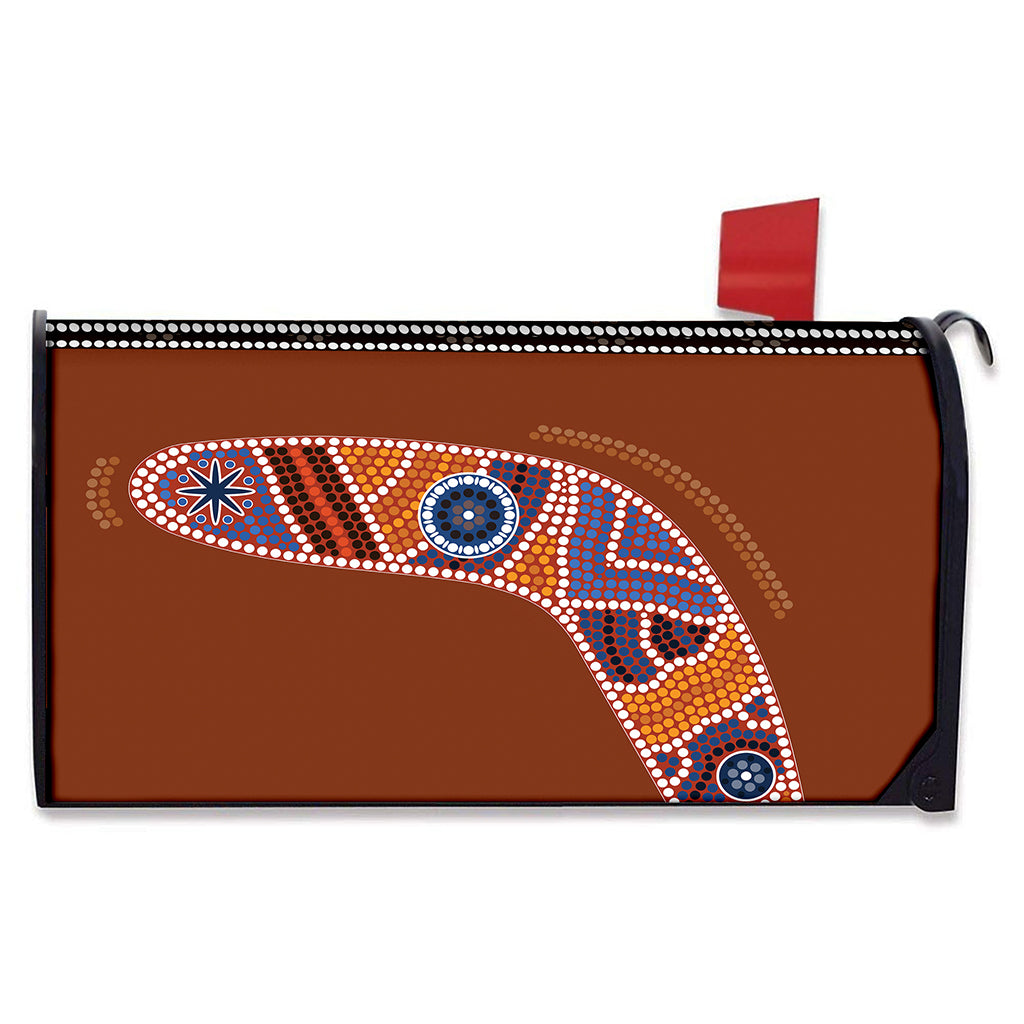 Aboriginal Dot Boomerang Print Mailbox Cover