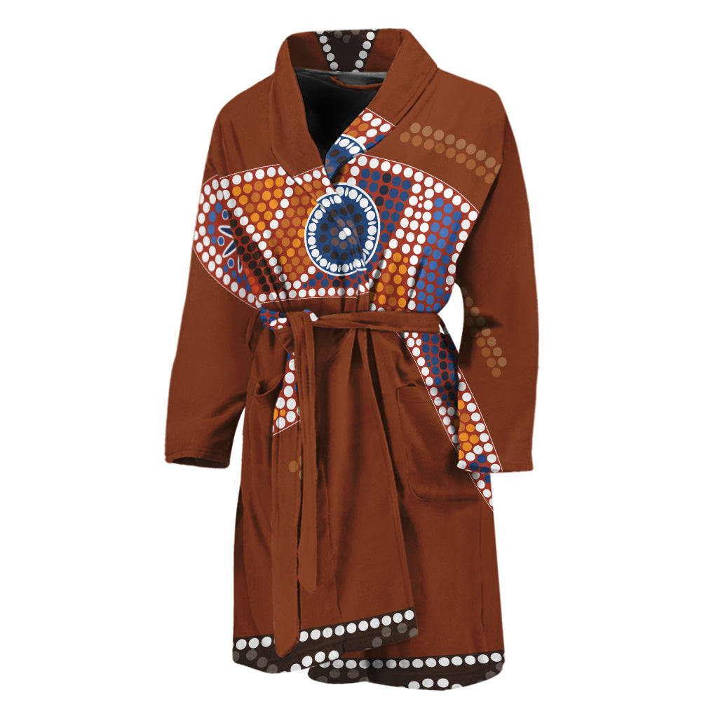 Aboriginal Dot Boomerang Print Men's Bathrobe