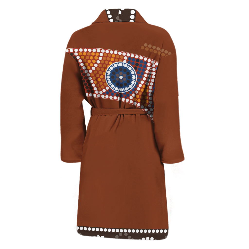 Aboriginal Dot Boomerang Print Men's Bathrobe