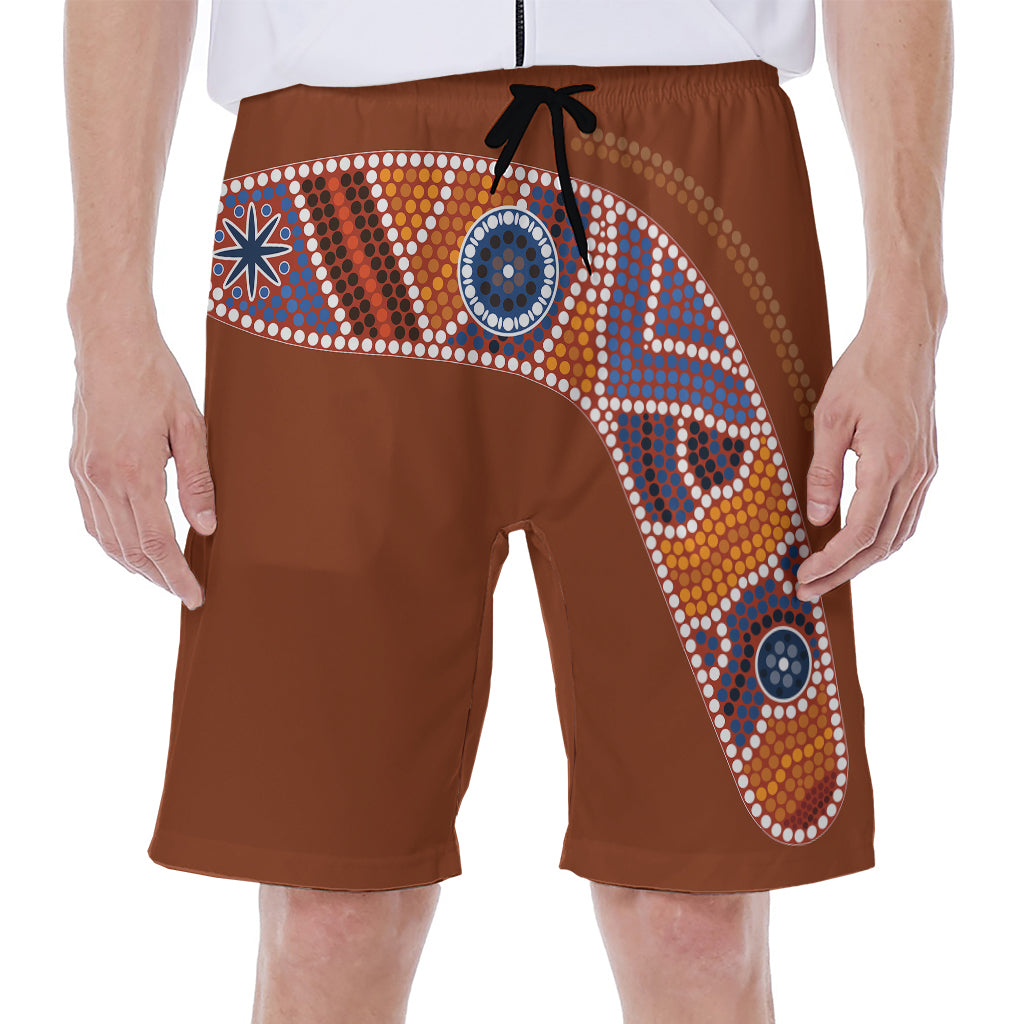 Aboriginal Dot Boomerang Print Men's Beach Shorts