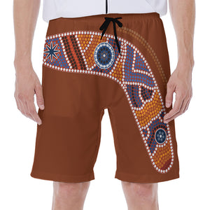 Aboriginal Dot Boomerang Print Men's Beach Shorts