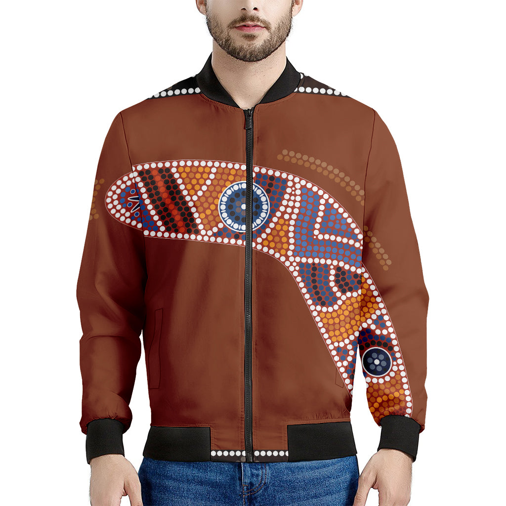 Aboriginal Dot Boomerang Print Men's Bomber Jacket