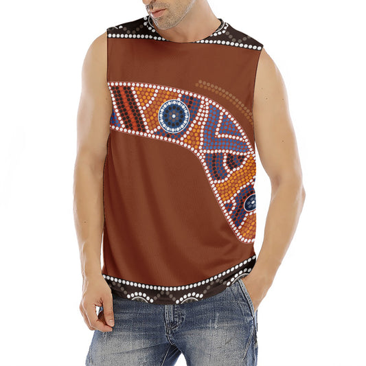 Aboriginal Dot Boomerang Print Men's Fitness Tank Top