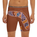 Aboriginal Dot Boomerang Print Men's Long Boxer Briefs