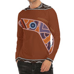Aboriginal Dot Boomerang Print Men's Long Sleeve Rash Guard