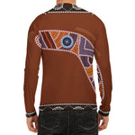 Aboriginal Dot Boomerang Print Men's Long Sleeve Rash Guard