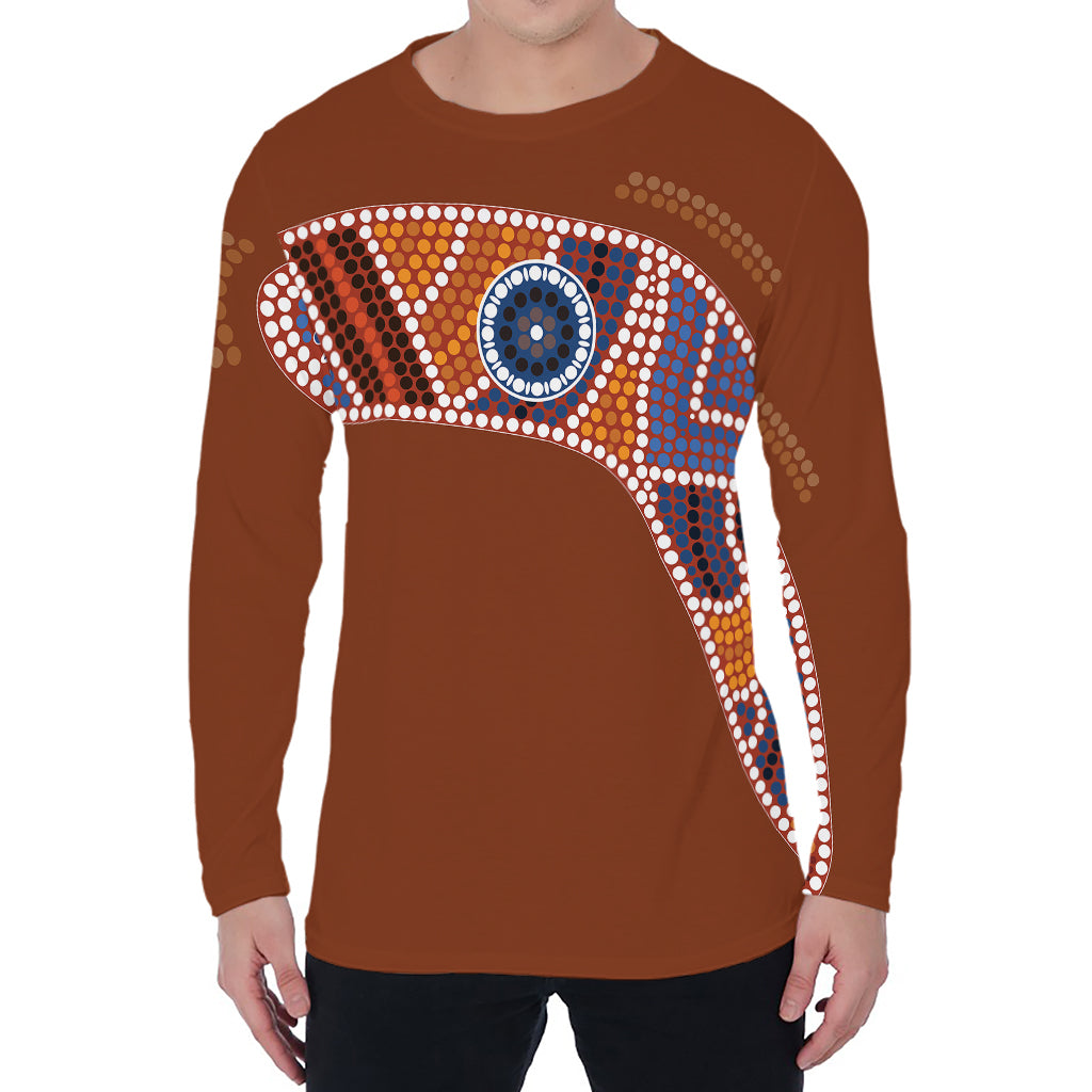 Aboriginal Dot Boomerang Print Men's Long Sleeve T-Shirt