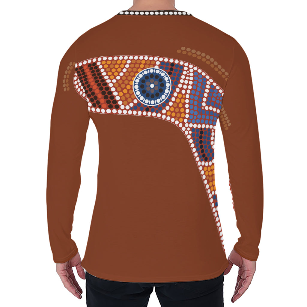 Aboriginal Dot Boomerang Print Men's Long Sleeve T-Shirt