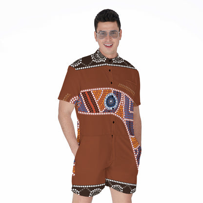 Aboriginal Dot Boomerang Print Men's Rompers