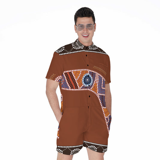 Aboriginal Dot Boomerang Print Men's Rompers