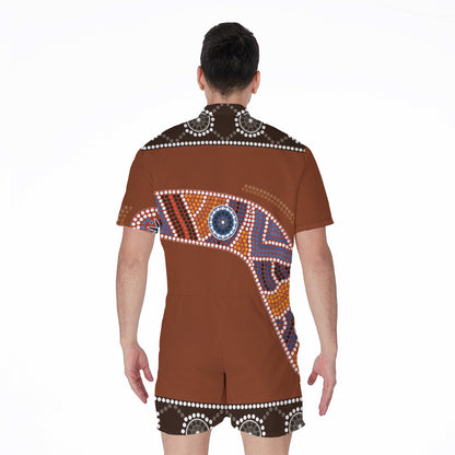 Aboriginal Dot Boomerang Print Men's Rompers