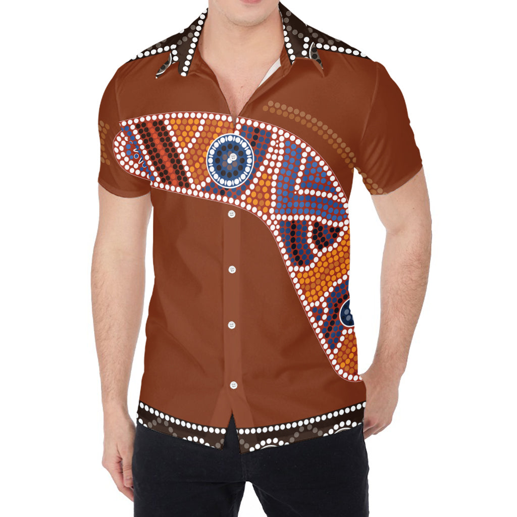 Aboriginal Dot Boomerang Print Men's Shirt