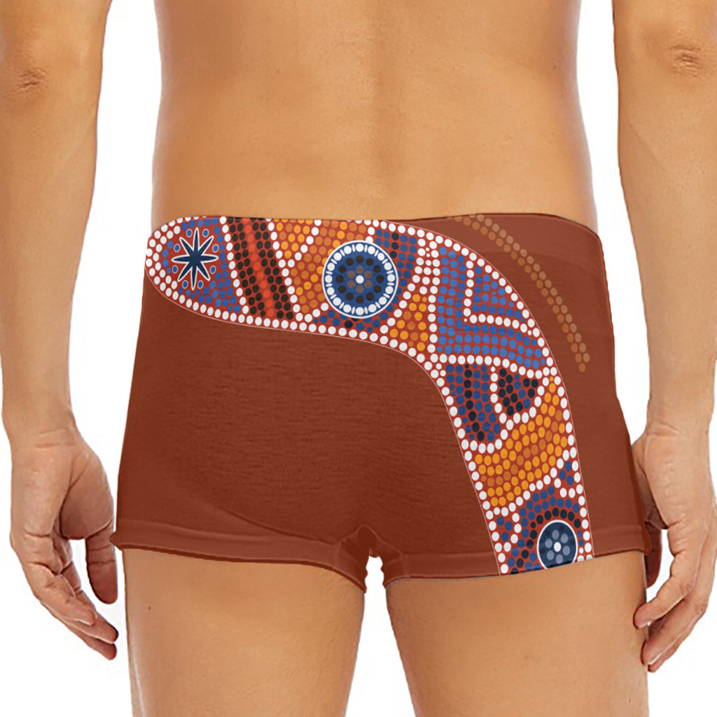 Aboriginal Dot Boomerang Print Men's Short Boxer Briefs