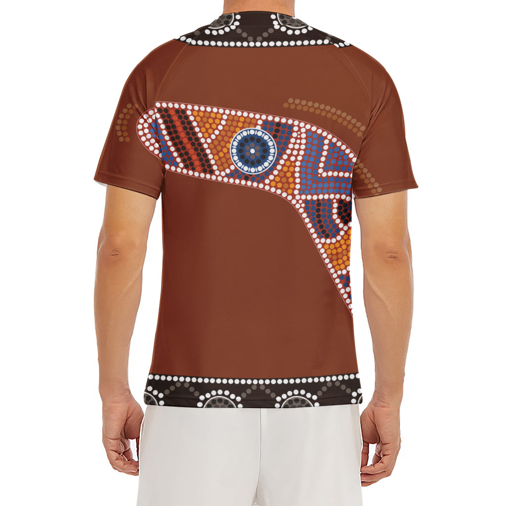 Aboriginal Dot Boomerang Print Men's Short Sleeve Rash Guard