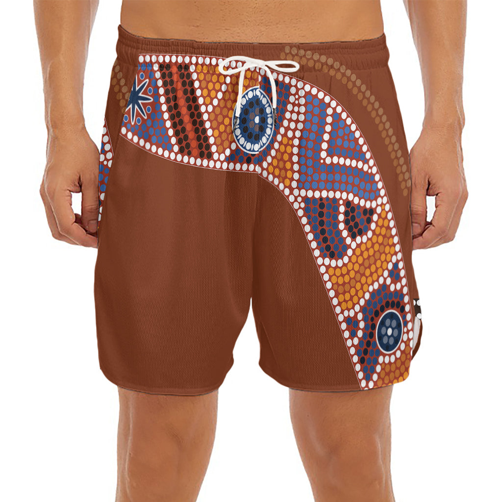 Aboriginal Dot Boomerang Print Men's Split Running Shorts