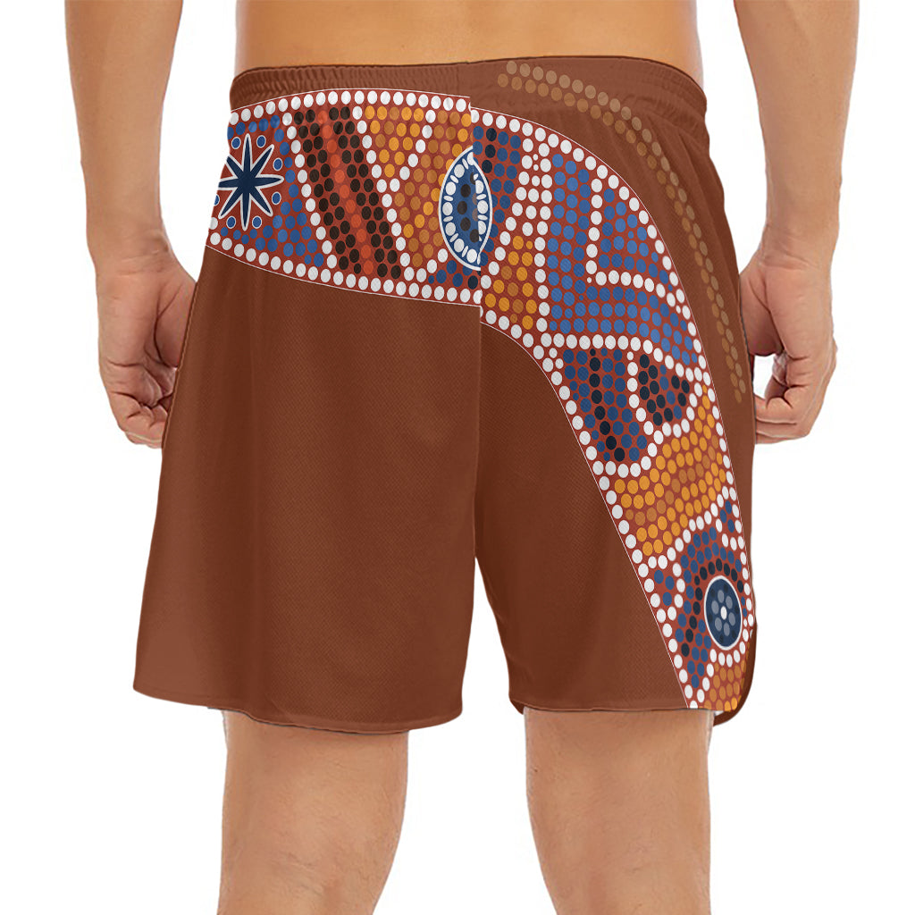 Aboriginal Dot Boomerang Print Men's Split Running Shorts