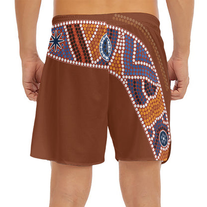 Aboriginal Dot Boomerang Print Men's Split Running Shorts
