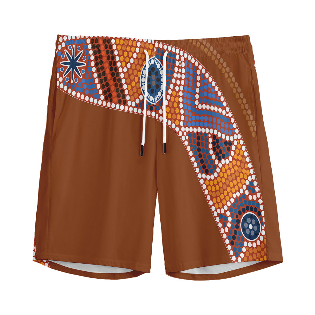 Aboriginal Dot Boomerang Print Men's Sports Shorts
