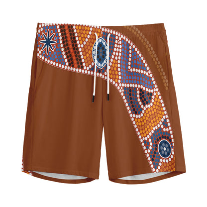Aboriginal Dot Boomerang Print Men's Sports Shorts