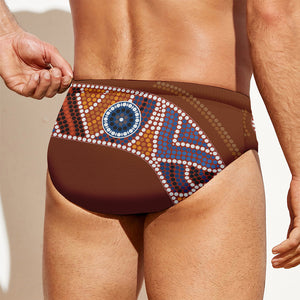 Aboriginal Dot Boomerang Print Men's Swim Briefs