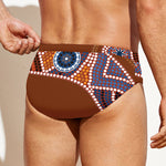 Aboriginal Dot Boomerang Print Men's Swim Briefs