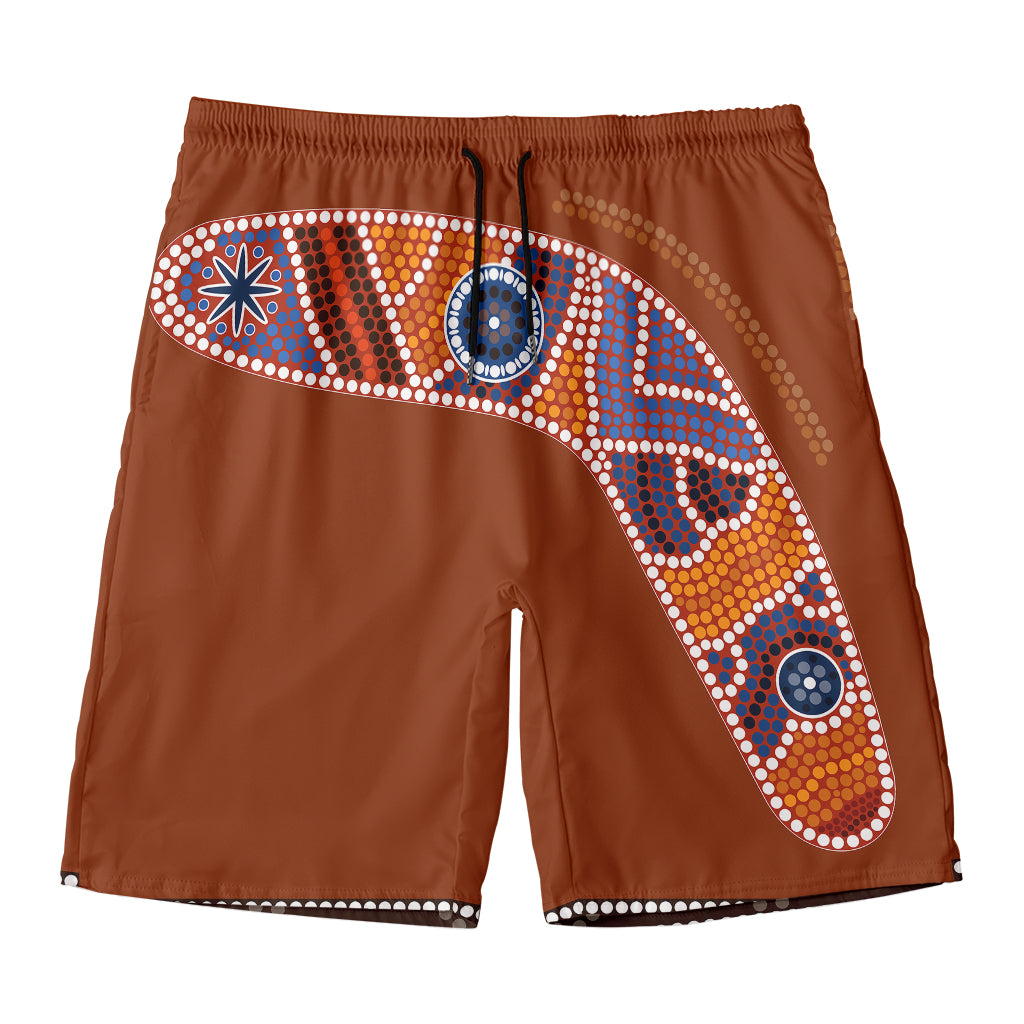 Aboriginal Dot Boomerang Print Men's Swim Trunks