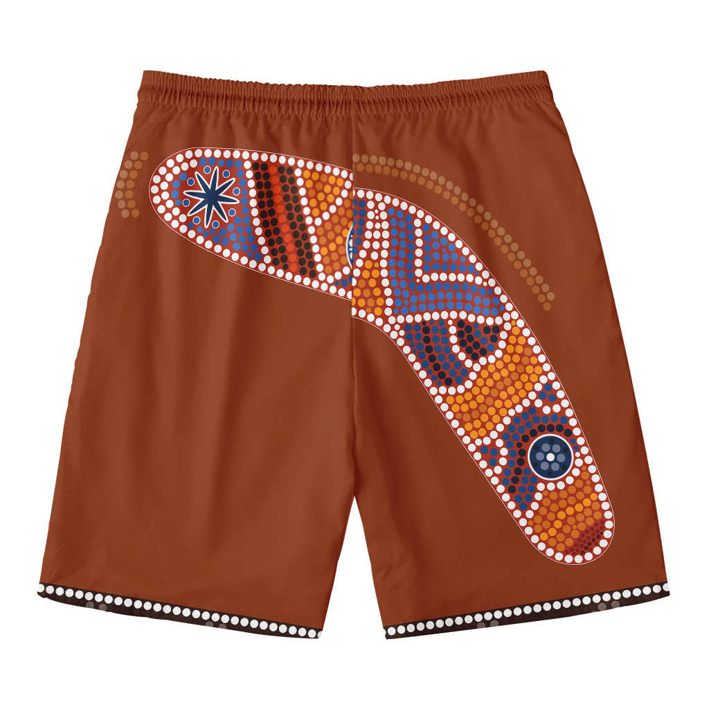 Aboriginal Dot Boomerang Print Men's Swim Trunks