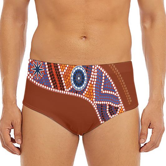 Aboriginal Dot Boomerang Print Men's Triangle Swim Briefs