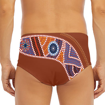 Aboriginal Dot Boomerang Print Men's Triangle Swim Briefs