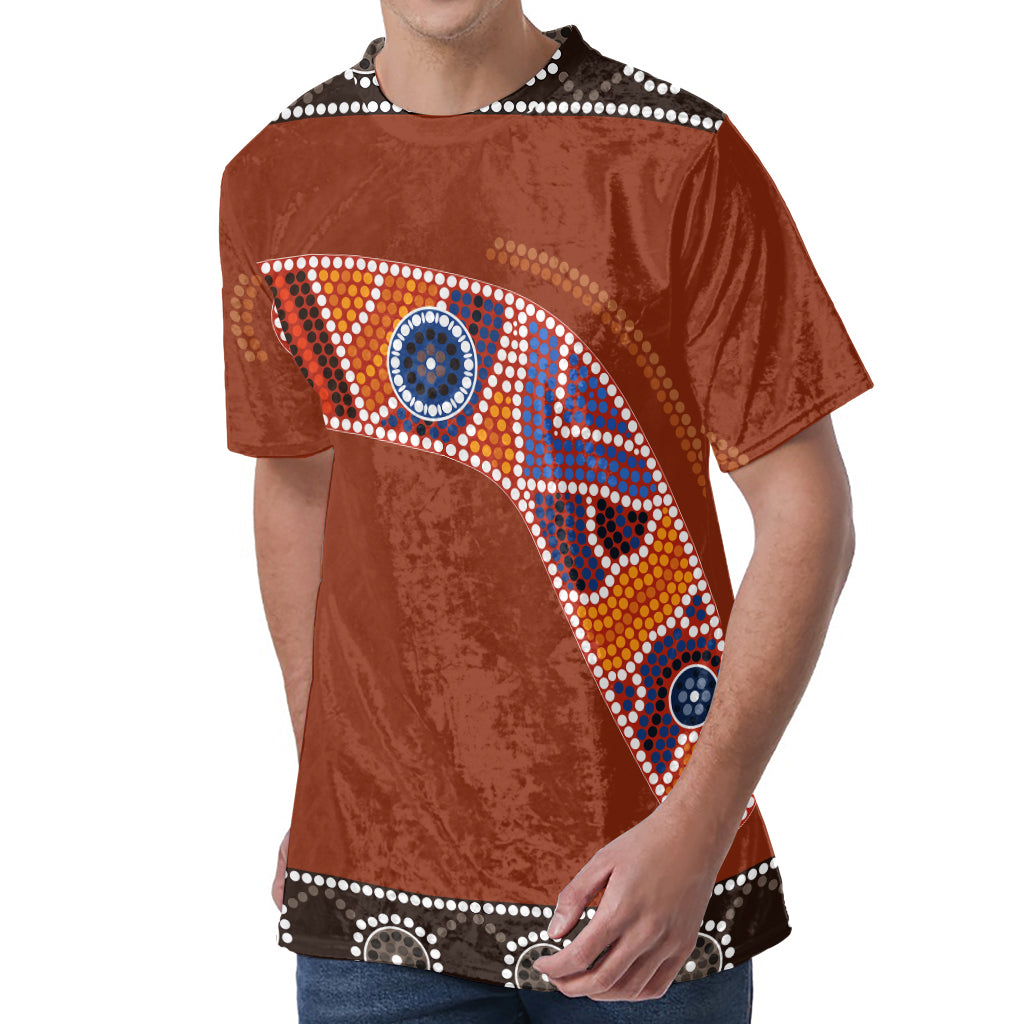 Aboriginal Dot Boomerang Print Men's Velvet T-Shirt