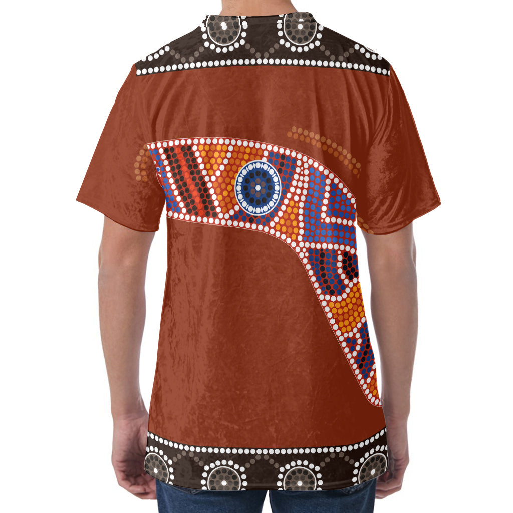 Aboriginal Dot Boomerang Print Men's Velvet T-Shirt