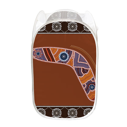 Aboriginal Dot Boomerang Print Mesh Laundry Hamper
