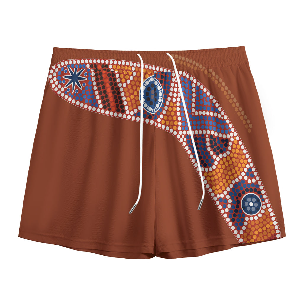 Aboriginal Dot Boomerang Print Mesh Shorts