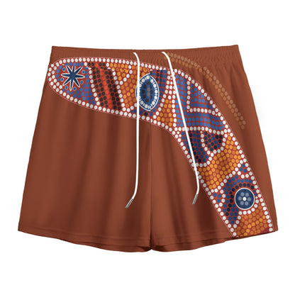 Aboriginal Dot Boomerang Print Mesh Shorts