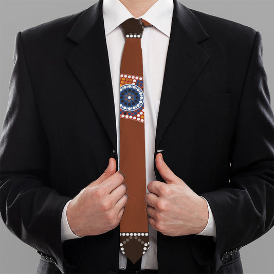 Aboriginal Dot Boomerang Print Necktie