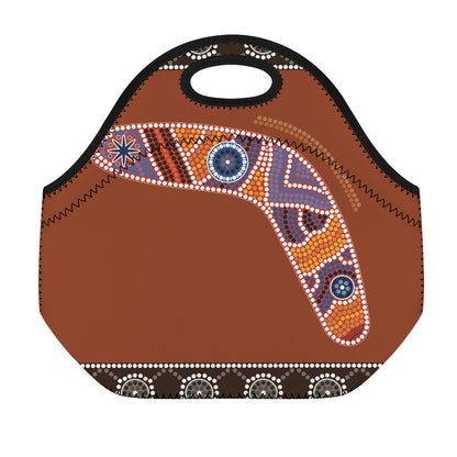 Aboriginal Dot Boomerang Print Neoprene Lunch Bag