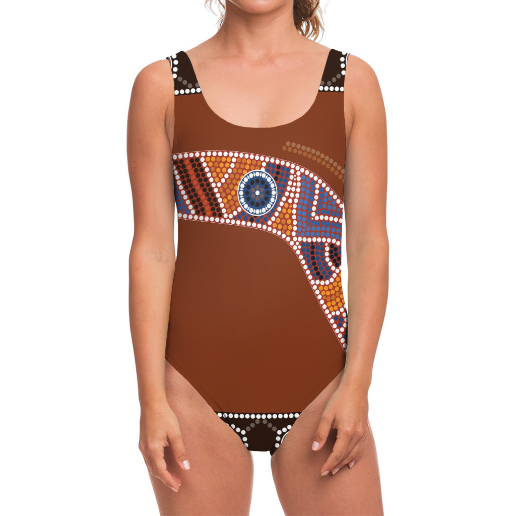 Aboriginal Dot Boomerang Print One Piece Swimsuit