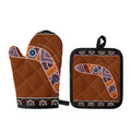 Aboriginal Dot Boomerang Print Oven Mitt And Pot Holder Set
