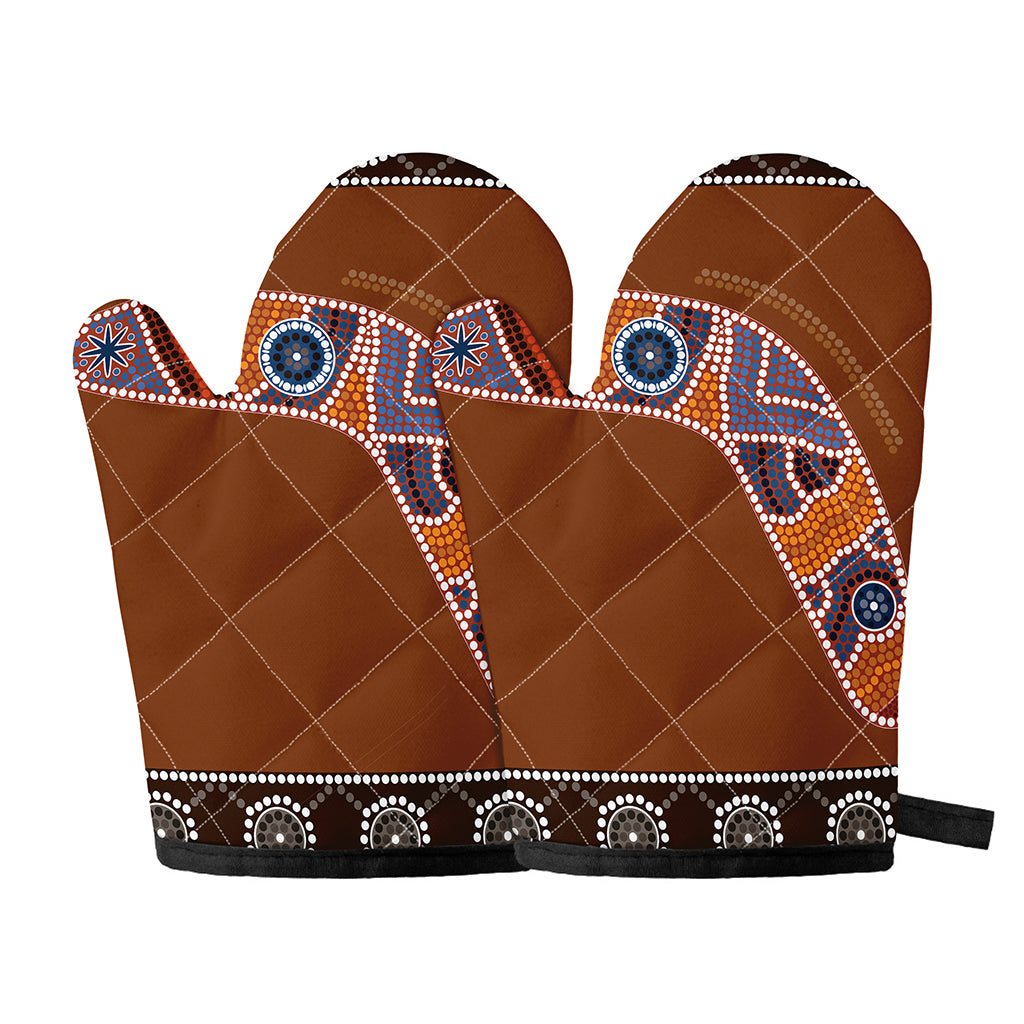 Aboriginal Dot Boomerang Print Oven Mitts