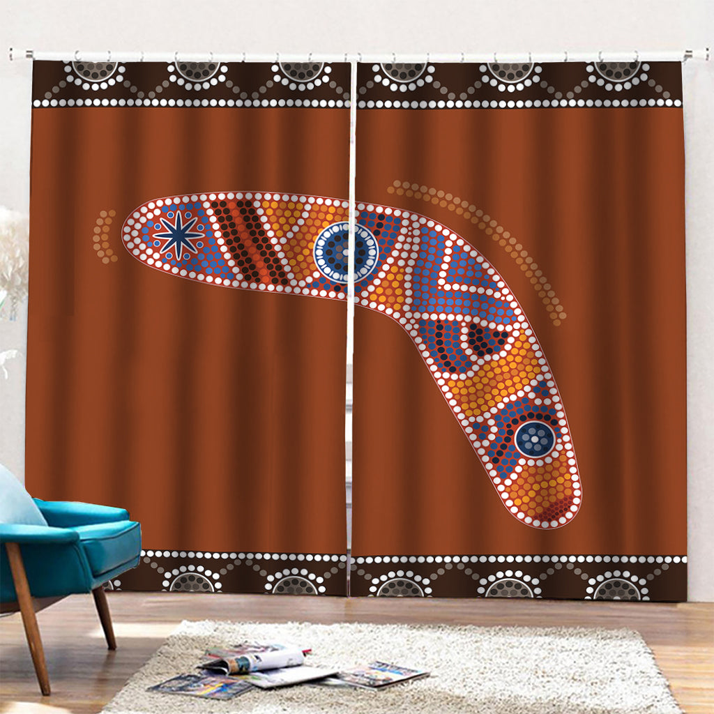 Aboriginal Dot Boomerang Print Pencil Pleat Curtains