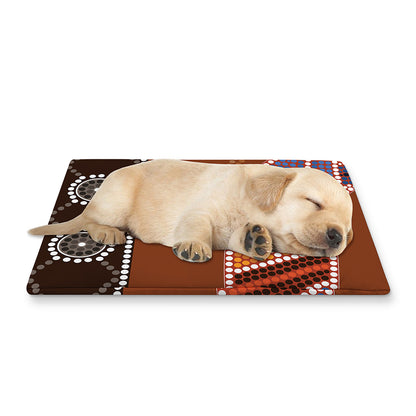 Aboriginal Dot Boomerang Print Pet Cooling Mat Cover