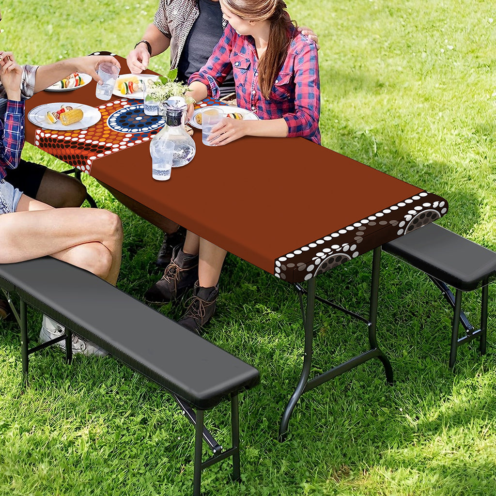 Aboriginal Dot Boomerang Print Picnic Table Cover