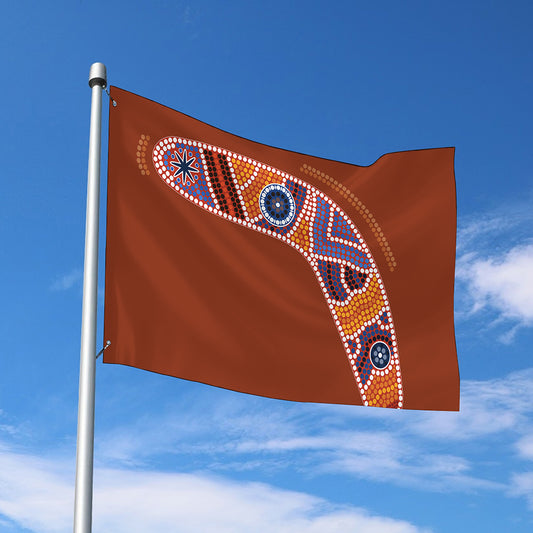 Aboriginal Dot Boomerang Print Polyester Flag
