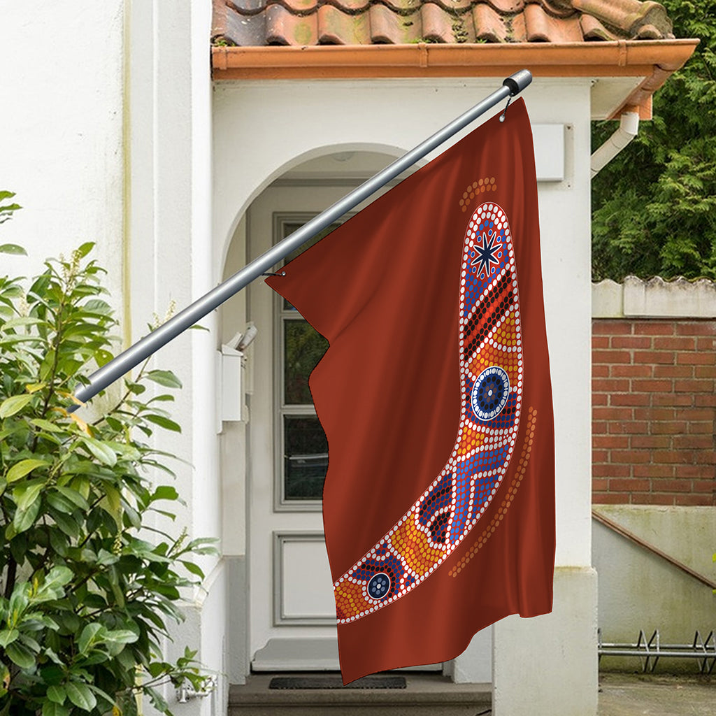 Aboriginal Dot Boomerang Print Polyester Flag