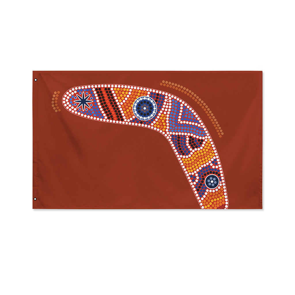 Aboriginal Dot Boomerang Print Polyester Flag