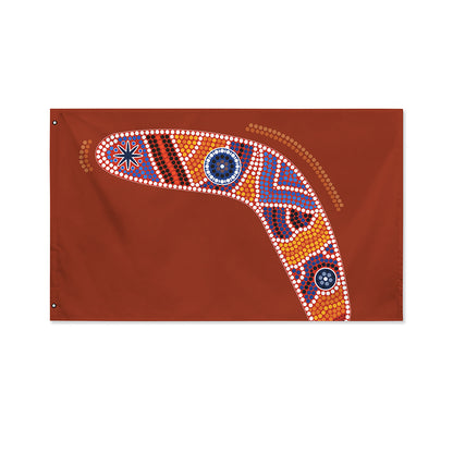 Aboriginal Dot Boomerang Print Polyester Flag